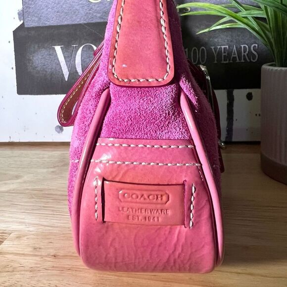 COACH Vintage Hampton Demi Pink 2Tone Suede/Patent Leather RARE & HTF - Picture 6 of 16